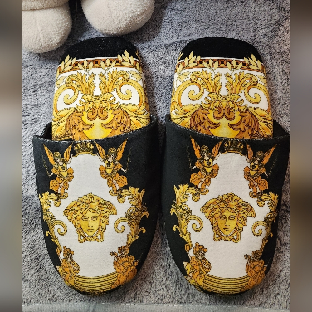 Versace Baroque Medusa Head Slippers Women Size 9 - Mens Size 7.5 - Small